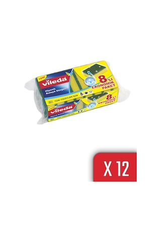 Vileda Düz Hijyenik Bulaşık Süngeri Yeşil 12 x 8 Adet