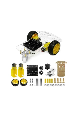 2wd Çok Amaçlı Mobil Robot Araba Platformu Kendin Yap Kiti Redüktörlü Motor Ve Şase Seti Demonte Montesiz