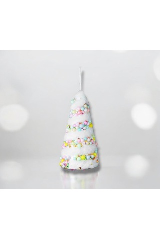 Yılbaşı Süsü Boncuklu Candy Karlı Konik 16 Cm