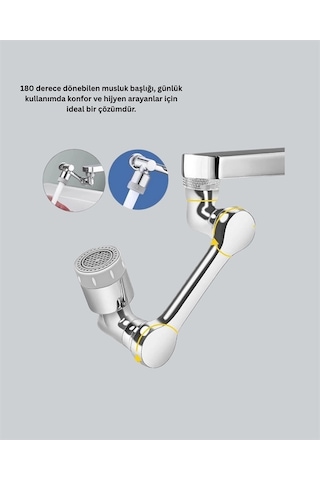 Bfs 180 Dönebilen Robotik Kollu Musluk Başlığı 2 Modlu Su Akışı Ve Kolay Montaj Çok Renkli