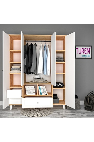 Angel 4 Kapılı Gardrop Mdf Sis Gri