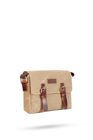 Gillario Design 01 Kanvas - Deri Postacı Çanta Camel