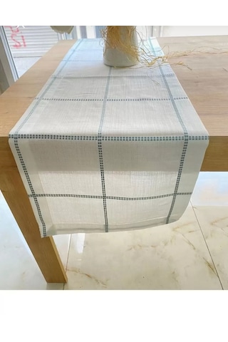 Storeşahin Masa Üzerine Runner, Masa Örtüsü Runneri Tek Runner Belena 30/130 Cm Mavi Çizgili Shn0720