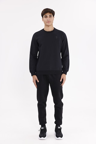 Rowinger Minimal Logolu Bisiklet Yaka Ribana Manşetli Rahat Kalıp Mevsimlik Sweatshirt Black