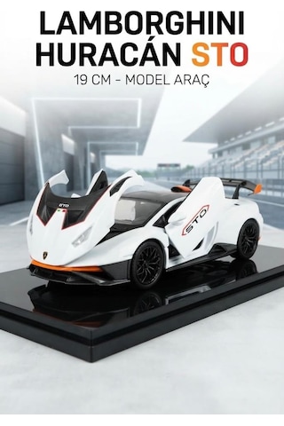 1/24 Ölçek Diecast Metal Lamborghini Huracan Sto Tasarımlı Spor Araba Kapıları Açılan Model Araba