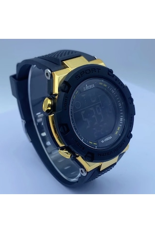 Primepickings Siyah Altın Erkek Spor Dijital Alarmlı Su Geçirmez Lüminesant Kadranlı Genç Saati Diğer