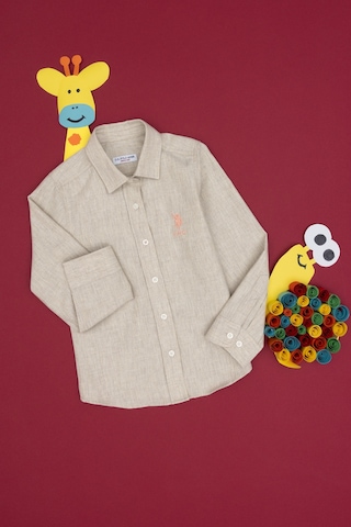 U.s. Polo Assn. Kız Çocuk Ekru Gömlek Desenli 50297426-vr019 Ekru