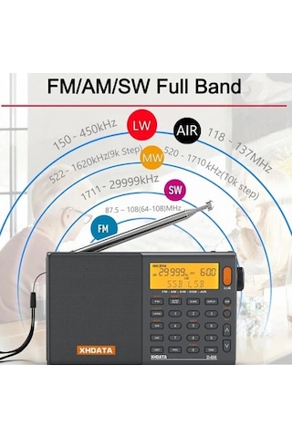 Xhdata D-808 Taşınabilir Dijital Radyo Fm Stereo/sw/mw/lw Ssb Rds Hava Bandı Lcd Ekranlı