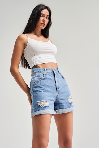 Itsbasic Yırtık Model Yüksek Bel Kot Rengi Jean Lazer İce