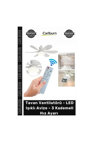 Tavan Vantilatörü - Led Işıklı Avize - 3 Kademeli Hız Ayarı - 3 Kademeli Işık Ayarı - Uzaktan Kumand