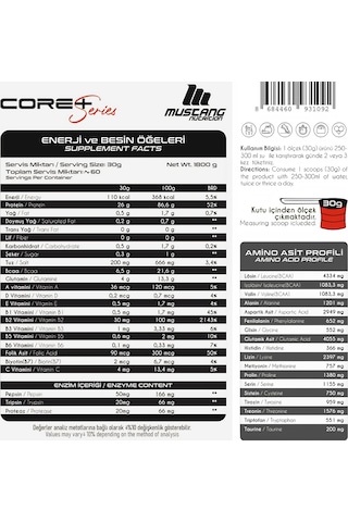 Mustang Nutrition Core+ Series Isolate Whey Protein Tozu 1800 Gr 60 Servis Çilekli Pasta + Shaker + Protein Kahve Hediyeli Çilek Aromalı