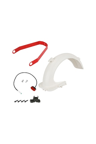 Neevoyu G30 Max Elektrikli Scooter İçin Beyaz Arka Çamurluk Seti: Kırmızı Tutucu, Fren Lambası Ve Kanca - Dayanıklı Abs+pc Malzeme