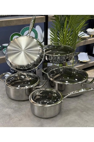 Çırağan Thermo Stell 3 Katmanlı Çelik Tencere Seti Inox