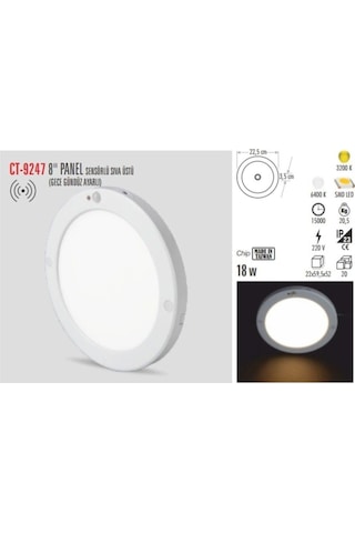Cata 18w Sensörlü Sıva Üstü Led Armatür Günışığı