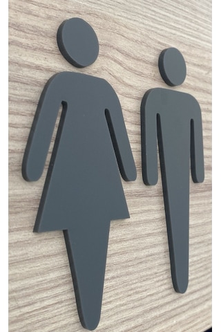Mat Antrasit Kadın Ve Erkek Wc Yönlendirme Seti
