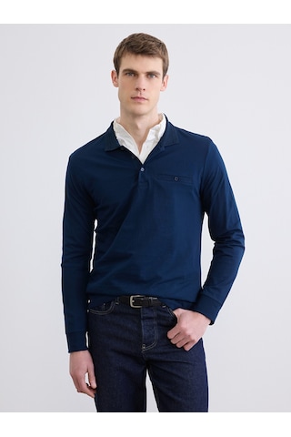 Lcwaıkıkı Classic Lacivert Polo Yaka Uzun Kollu Erkek Tişört