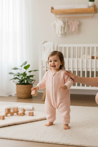 Enhitbaby Uzun Kollu Penye Astarlı 4 Kat Müslin Uyku Tulumu 1.5 Tog Somon