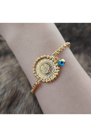 Altınbeyi Göz Boncuklu Çeyrekli Altın Bileklik Sarı Altın