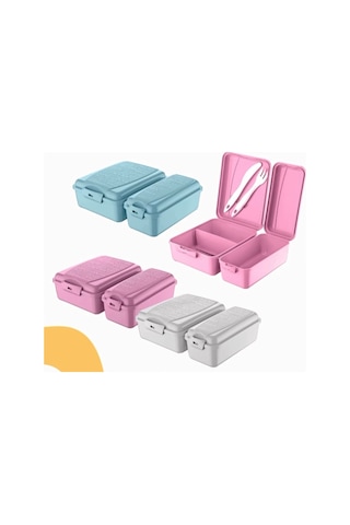 Titiz Takeaway Beslenme Kabı Seti Bölmeli Lunch Box Çatal Bıçak Dahil Bpa Free Çok Renkli 41661012