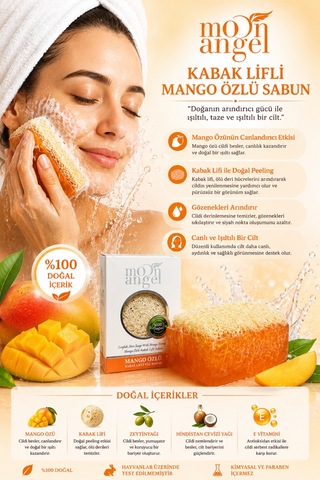 Kabak Lifli Sabun Mango Özlü Nemlendirici Ve Besleyici Cilt Bakım Sabunu
