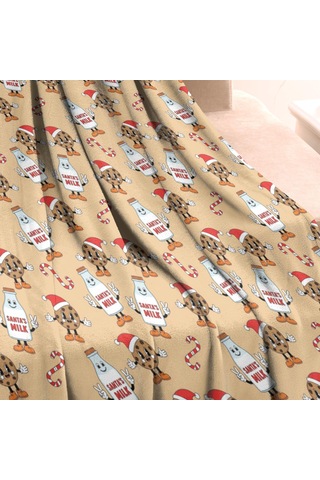 Noel Desenli Bebek Battaniyesi 40x30 İnç, Polar, Yumuşak, Hafif Ve Kalın Noel Süt Kurabiye