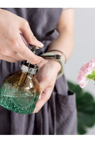 Şık Tasarımlı Ev Bahçe Saksı Çiçeklerine Özel Cam Bitki Sulama Fıskiyesi Kolonya Şişesi 200 Ml Yeşil Çok Renkli