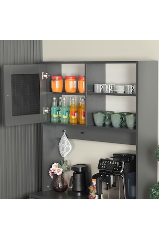 Pasific Home Grano Kahve Köşesi Çok Amaçlı Kiler Dolabı, 96 cm, Antrasit