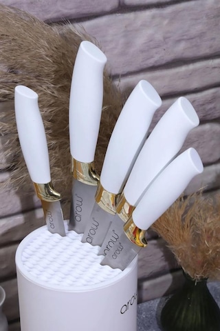Arow Standlı Lüx Bıçak Seti Beyaz Tr-2657