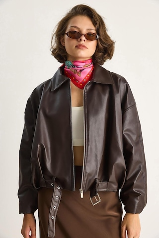 Shade Kadın Oversize Tokalı Deri Ceket 3137 60284058 - Kahve