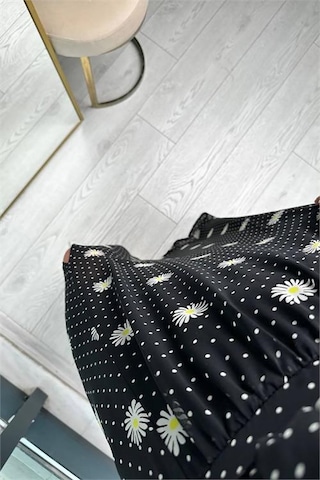 Neşeli Butik Kadın Halter Yaka Astarlı Maxi Şifon Elbise Nbmy3242 Siyah