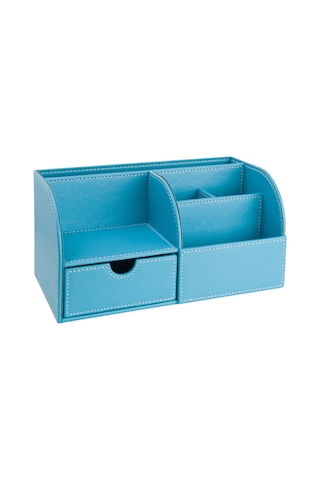 Masaüstü Düzenleyici,kalemlik,kumandalık,küpbloknotluk,tabletlik,kitaplık,6 Gözlü,çekmeceli,desktop Organizer,vegan,24,5 13 12 Turkuaz