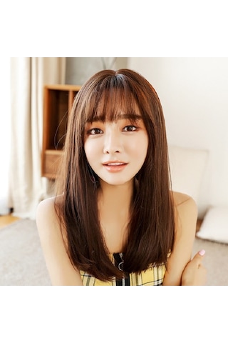 Cbtx Kadınlar İçin Gerçekçi Uzun Düz Saç Peruk Sentetik Elyaf Başlık, Stil: Kısa Soğuk Kahverengi 45cm