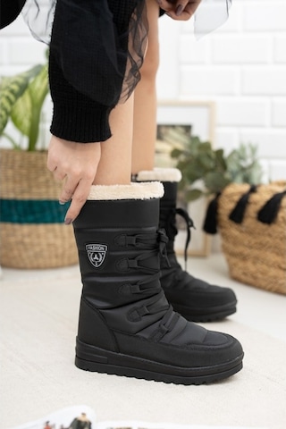 Twingo 995 Kışlık İçi Kürklü Termal Kadın Kar Botu Siyah