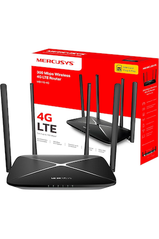 Mercusys Mb115-4g N300 Mbps 4g Lte Router Sım Kart Girişli 4 Ethernet Portu 4 Harici Antenli 32 Cihaza Kadar Bağlantı Mobil Uygulama Destekli