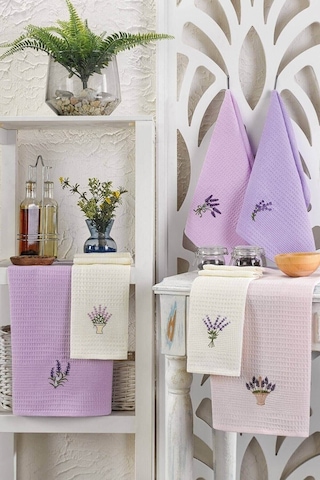 6 Parça Mutfak Kurulama Bezi 30 X 50 Cm Lavender Flower