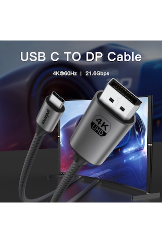 Yediseven Type C To Displayport 1.4 Thunderbolt Görüntü 4k60hz 2m
