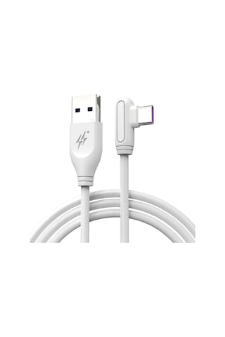 Enkay Hat-prince Enk-cb109 5a Usb To Usb-c / Type-c 90 Derece Dirsek Silikon Veri Senkronizasyon Hızlı Şarj Kablosu, Kablolu Uzunluk: 1m Beyaz