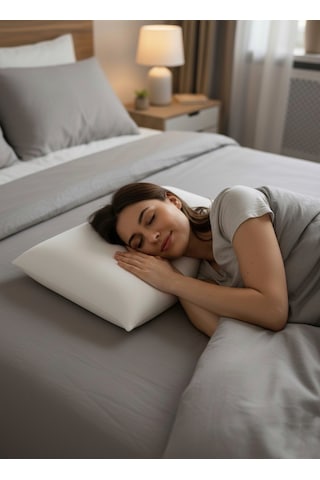 Standart Ortopedik %100 Visco Yastık Yıkanabilir Kılıf Çantalı 60x40x15cm Beyaz