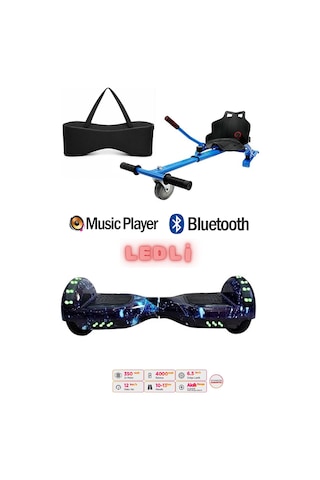 Elektrikli Kaykay Scooter Akıllı Denge Hoverboard + Hoverkart + Çanta Full Ledli Extrem Paket D12