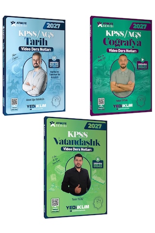 Yediiklim 2027 Kpss Atölye Serisi Genel Kültür Tarih Coğrafya Vatandaşlık Video Ders Notları 3 Lü Set