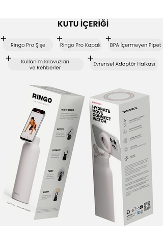 Ringo Pro Pipetli, Telefon Tutuculu Termal Çelik Termos 950 Ml Bej