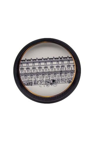 Urban Desenli Yuvarlak Metal Tepsi, 37 Cm