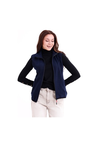 Monox Kadın Slim Fit Tam Fermuarlı Polar Yelek Lacivert