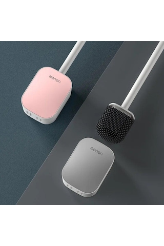 Pembe Wıkhostar Tuvalet Fırçası Silikon Uzun Saplı Tuvalet Temizleme Fırçası Duvara Montaj Hızlı Boşaltma Temiz Aracı Banyo Aksesuarları