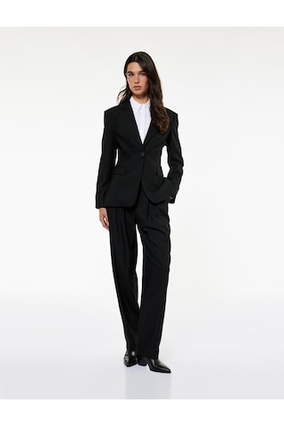 Koton Koton X Sibil Çetinkaya - Slim Fit Cepli Uzun Kollu Blazer Ceket Siyah 6wak50052pw