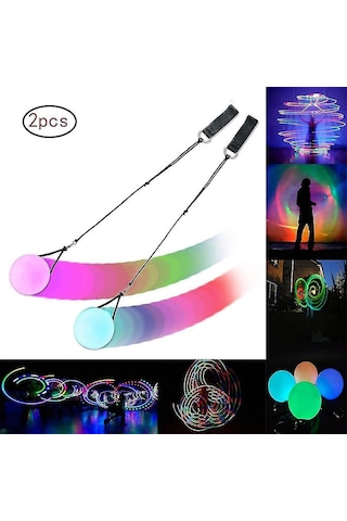 Yunboo Yarım Gece Işıklı Led Renk Değiştiren Poi Topları - Yumuşak, Dayanıklı, İç/ Dış Mekan Uygun Oyun Ve Stres İzni Aleti Çok Renkli