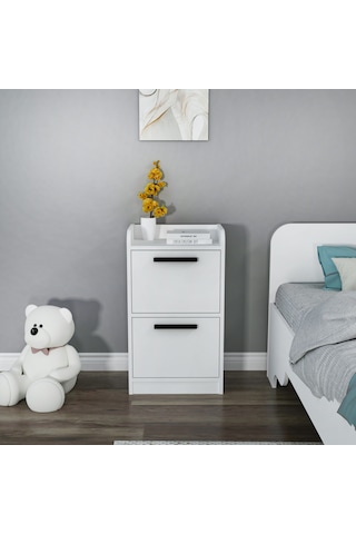 Arnetti Luses 2 Çekmeceli Modern Tasarım Genç Odası Komodin,beyaz