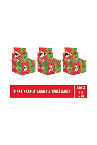 First Karpuz Aromalı Tekli Sakız 3 x 200'lü