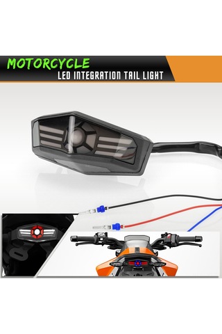 Youtek Motosiklet Entegre Led Stop Lambası, Tersine Çevrilir Plaka Tutucu İle Dinamik Mavi Solunum Farı Ve Yön Belirti Işığı