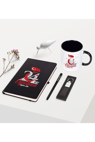 Kişiye Özel Bugün Günlerden Öğretmen Temalı Siyah Defter Kalem An N11.1500